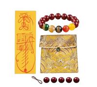 Braccialetto Feng Shui con perline rosse cinabro, accessorio unisex con perline di pietra, ispirato alla cultura tradizionale cinese, ideale come regalo di prima qualità