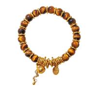 Braccialetto Feng Shui con pietra occhio di tigre e ciondoli dorati a forma di zucca e abaco, potente amuleto per fortuna, positività e equilibrio dei chakra