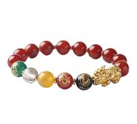 Braccialetto Feng Shui da donna, in agata naturale rossa e nera, mascotte Pi Yao con mantra a sei caratteri, amuleto elastico per attirare ricchezza e buona fortuna