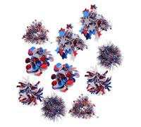 Braccialetto Festivo Patriottico Pon Pon Glitter, 10 Pezzi | Pet e Fascia Elastica, Leggero e Comodo Tutto Giorno, per Donne e Ragazze, Memorial Day e Veterans Day
