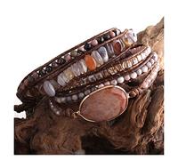 Braccialetto for donna alla moda fatto a mano, gioielli bohémien, bracciale boho, pietre naturali miste, ciondolo, 5 fili, braccialetti avvolgenti, regalo, gioielli
