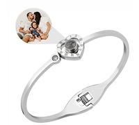 Braccialetto fotografico personalizzato con l'immagine all'interno, braccialetti personalizzati di immagine del cerchio ti amo 100 lingue Braccialetto di proiezione per le donne Uomini Amici