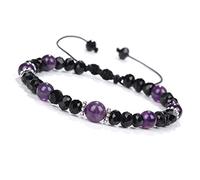 Braccialetto gembo gioiello fascino, braccialetti intrecciati naturale ametista sfaccettate di perle di cristallo sfaccettato braccialetti regolabili bracciali di cristallo di moda gioielli di