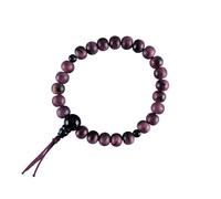 京都あさひ屋 Braccialetto giapponese da 8 mm con cuore viola e pietra d'oro blu, rosario Juzu, perline Mala fatto a mano a Kyoto, bracciale da uomo