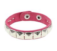 Braccialetto Gotico In Pelle con Borchie Da Uomo Largo Bracciale In Pelle Unisex Borchie In Argento Polsini Regolabili Braccialetti Punk Rock Gioielli Di Halloween Regali Rosa Rossa (1 Fila)