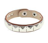 Braccialetto Gotico In Pelle con Borchie Da Uomo Largo Bracciale In Pelle Unisex Braccialetti Regolabili con Borchie In Argento Braccialetti Punk Rock Gioielli per Halloween Regali Marrone Chiaro (1