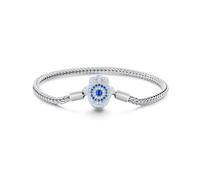 Braccialetto Hamsa Hand Basic, Braccialetto in Argento Sterling 925 per le Donne (19cm,Silver)