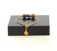 Braccialetto IN Acciaio Dorato Inossidabile 1 Perla Bronzite Di Brasile Forma