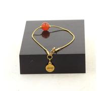 Braccialetto IN Acciaio Dorato Inossidabile 1 Perla Corniola Di Uruguay Qualità