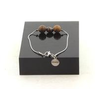 Braccialetto IN Acciaio Inossidabile 1 Perla Bronzite Del Brasile Di Forma Fatto