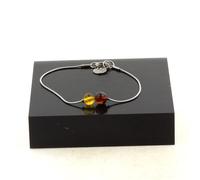 Braccialetto IN Acciaio Inossidabile 2 Perle Ambra Autentica Del Mare 5 mm-6