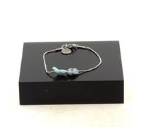 Braccialetto IN Acciaio Inossidabile 2 Perle Pietra Larimar Rep Dominicana Forma