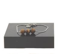 Braccialetto IN Acciaio Inossidabile 3 Perle Occhio di Tigre 8 Mm. Fatto Francia