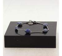 Braccialetto IN Acciaio Inossidabile 5 Perle Diaspro Blu D'Africa Di Sud Forma