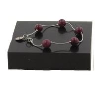 Braccialetto IN Acciaio Inossidabile 5 Perle Granato 8 Mm. IN Francia