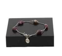 Braccialetto IN Acciaio Inossidabile 5 Perle Tormalina Rubellite Del Brasile E