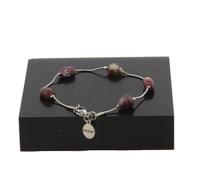 Braccialetto IN Acciaio Inossidabile 5 Perle Tormalina Rubellite Di Brasile Li