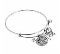 Braccialetto IN Acciaio Inossidabile Bicolore Con Fascino Bandiera E Cerchio Ave