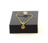 Braccialetto IN Acciaio Inossidabile Dorato 1 Perla Quarzo Rosa Del Brasile Di