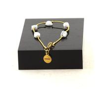 Braccialetto IN Acciaio Inossidabile Dorato 5 Perle Howlite Di USA IN Francia