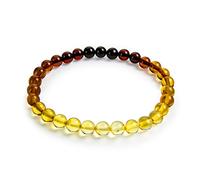 Braccialetto in ambra elasticizzata, con perline baltiche naturali, da 6 mm, in una bella scatola, colore: ambra