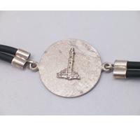 Braccialetto in Argento 925 e caucciù con la Lanterna di Genova - Bracciale Faro
