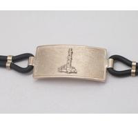 Braccialetto in Argento 925 e caucciù con la Lanterna di Genova - Bracciale Faro