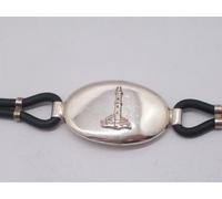Braccialetto in Argento 925 e caucciù con la Lanterna di Genova - Bracciale Faro