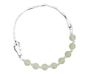 Braccialetto in argento con giada verde, braccialetto elastico con perle naturali, braccialetto regolabile per portare buona fortuna, ricchezza, felicità, grandi collane, Misura unica, Rame, Nessuna
