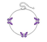 Braccialetto in argento Sterling con farfalla viola e zirconia cubica, gioiello regalo per donne e ragazze