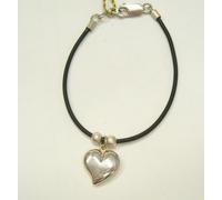 Braccialetto in Caucciù con CUORE e chiusura in Argento 925 - bracciale -