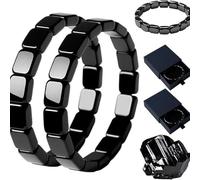 Braccialetto in ematite da uomo, 2 pezzi, riaccende l'energia maschile, braccialetti elastici curativi con perline in pietra di ematite naturale, recupera il tuo vantaggio e la tua sicurezza(Black)