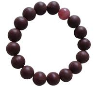 Braccialetto in legno con quarzo fragola, perline di erbe profumate alla rosa, amuleto artigianale, da donna, perline da 0,12 cm, per polsi da 15 a 17 cm