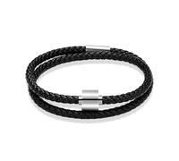 Braccialetto in pelle intrecciata con urna per ceneri da uomo, gioiello per cremazione, braccialetto per ceneri dei propri cari, regalo commemorativo, 22cm/8.66in, Acciaio inossidabile, Nessuna pietra