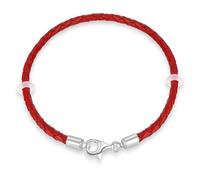 Braccialetto in Pelle Intrecciata Rossa 17cm con Chiusura Aragosta in Argento Sterling 925-fit Fascino Pandora/Perline/Ciondolo, Regalo per Uomini/Donne/Nipote