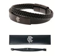 Braccialetto In Pelle Nero RANGERS FC Con Crest In Scatola Regalo