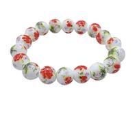 Braccialetto in porcellana con perline in ceramica per donne/ragazze, Stretch, Metallo, Agata