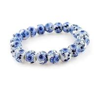 Braccialetto in porcellana con perline in ceramica per donne/ragazze, Stretch, Metallo, Agata