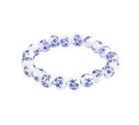 Braccialetto in porcellana con perline in ceramica per donne/ragazze, Stretch, Metallo, Agata