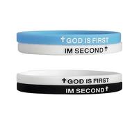 Braccialetto in silicone con croce per uomo e donna, con scritta "God Is | Set di braccialetti in gomma con croce religiosa cristiana e religiosa, gioielli Ryan e Rose Jesus