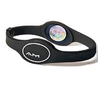 Braccialetto in silicone nero con ologrammi e magneti - 20,5 cm