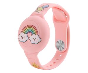 Braccialetto in silicone per il localizzatore AirTag da polso per bambini - rosa arcobaleno