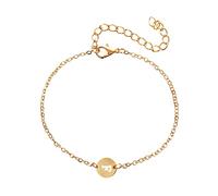 Braccialetto iniziale personalizzato con lettera in acciaio inossidabile placcato oro 18 K, braccialetto con ciondoli in stile delicato, con disco delicato, per donne e ragazze, con messaggi di perle