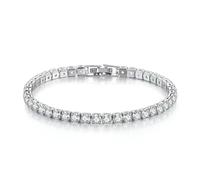 Braccialetto intarsiato in zircone a fila singola in acciaio al titanio, doppio chiusura regolabile, elegante e brillante, adatto per l'usura quotidiana e il regalo, gioielli squisiti e versatili