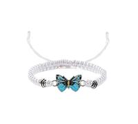 Braccialetto intrecciato a mano per coppie, con farfalla, unisex, per compleanno, San Valentino, orecchini per ragazze, Misura unica, Cotone, Nessuna pietra preziosa