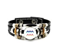 Braccialetto Intrecciato A Strati Regolabile Con Striscia A Effetto Lucente E Diffrazione, Segno Zodiacale Acquario, Bracciale Punk Etnico Fatto A Mano, Accessorio Per L'Amicizia, Regalo Di Compleanno