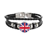 Braccialetto Intrecciato Bandiera Britannica Catena in Pelle Souvenir Cinturino in Cristallo, Braccialetto Fatto a Mano alla Moda per Uomo e Donna Regalo di Un Giorno Speciale