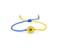 Braccialetto intrecciato con margherita portafortuna per donne e uomini, alla moda, corda gialla e blu, fatto a mano con bandiera ucraina, braccialetto della pace Jewelr Nice, Nessuna pietra preziosa