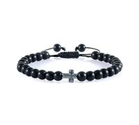 Braccialetto intrecciato con perline di pietra da 6 mm, preghiera cristiano Gesù ematite croce braccialetti braccialetti donne uomini gioielli yoga durevole e intelligente