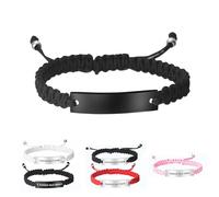 Braccialetto intrecciato in acciaio inox personalizzato, regalo personalizzato per uomini e donne, braccialetti per coppie, relazioni a distanza, per lui e per lei anima gemella, Misura unica, Acciaio